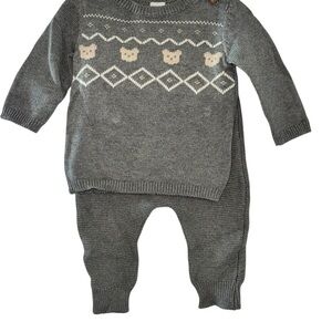 Carter's Charcoal and Cream Bear Pattern Set